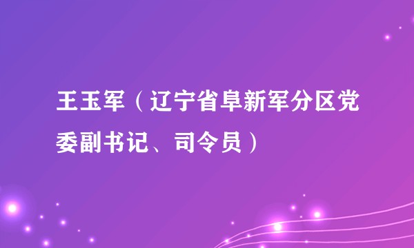 王玉军（辽宁省阜新军分区党委副书记、司令员）