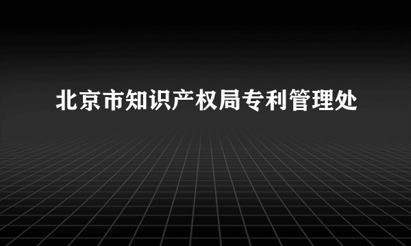 北京市知识产权局专利管理处