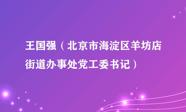 王国强（北京市海淀区羊坊店街道办事处党工委书记）