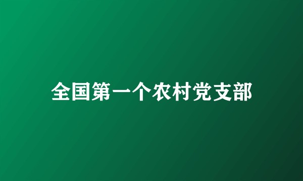 全国第一个农村党支部