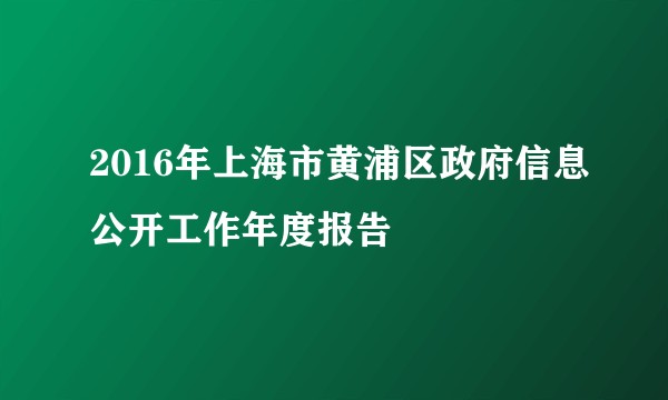 2016年上海市黄浦区政府信息公开工作年度报告