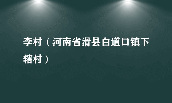 李村（河南省滑县白道口镇下辖村）