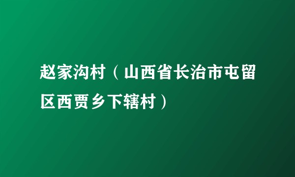 赵家沟村（山西省长治市屯留区西贾乡下辖村）
