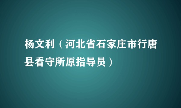 杨文利（河北省石家庄市行唐县看守所原指导员）