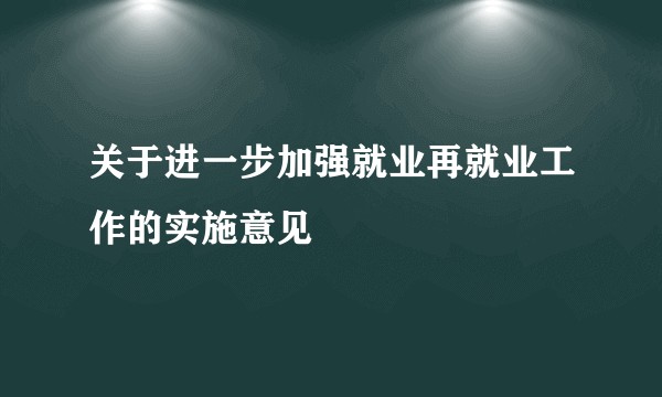 关于进一步加强就业再就业工作的实施意见