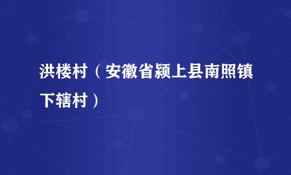 洪楼村（安徽省颍上县南照镇下辖村）