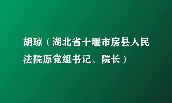 胡琼（湖北省十堰市房县人民法院原党组书记、院长）