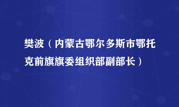 樊波（内蒙古鄂尔多斯市鄂托克前旗旗委组织部副部长）