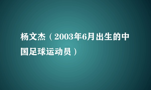 杨文杰（2003年6月出生的中国足球运动员）