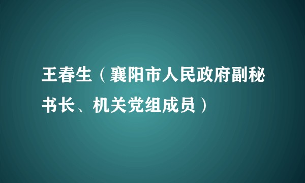 王春生（襄阳市人民政府副秘书长、机关党组成员）