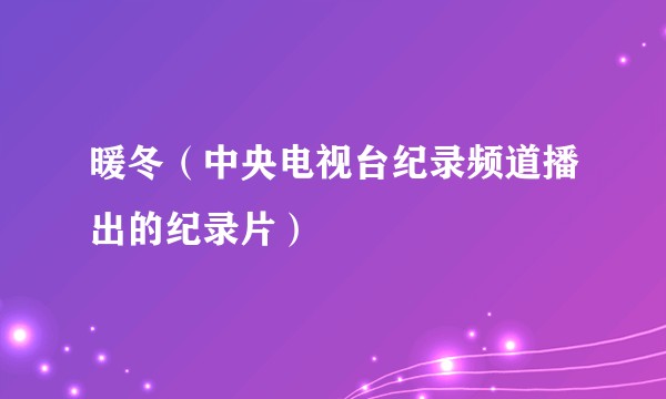 暖冬(中央电视台纪录频道播出的纪录片)