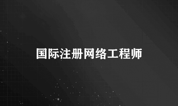 国际注册网络工程师