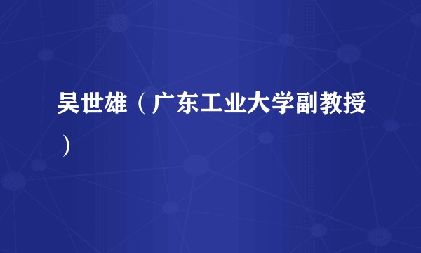 吴世雄（广东工业大学副教授）
