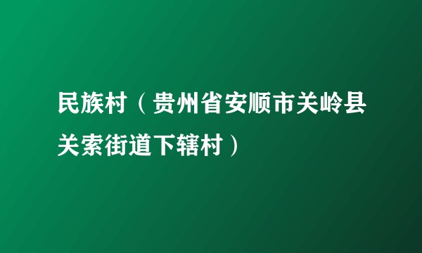 民族村(贵州省安顺市关岭县关索街道下辖村)