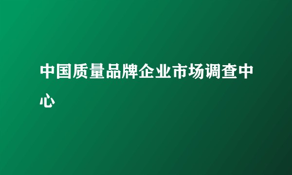中国质量品牌企业市场调查中心