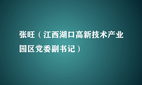 张旺（江西湖口高新技术产业园区党委副书记）