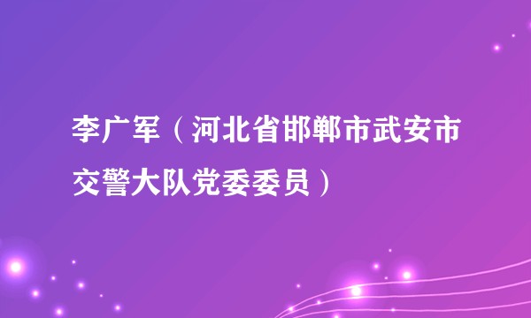 李广军（河北省邯郸市武安市交警大队党委委员）