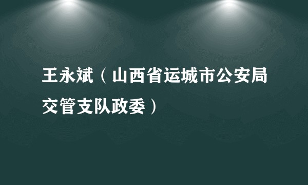 王永斌(山西省运城市公安局交管支队政委)