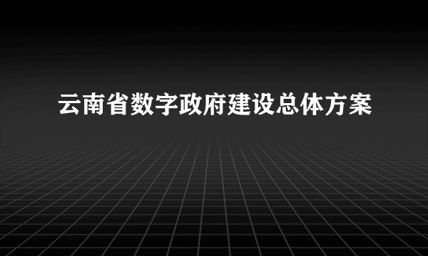 云南省数字政府建设总体方案