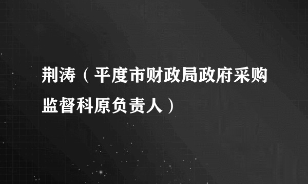 荆涛（平度市财政局政府采购监督科原负责人）