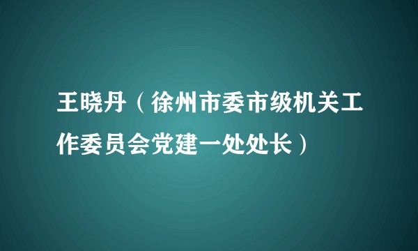 王晓丹（徐州市委市级机关工作委员会党建一处处长）