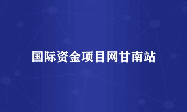 国际资金项目网甘南站