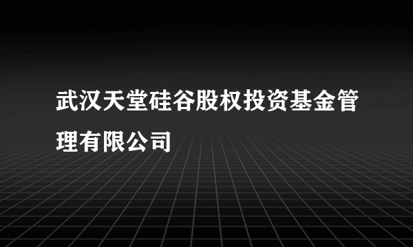 武汉天堂硅谷股权投资基金管理有限公司