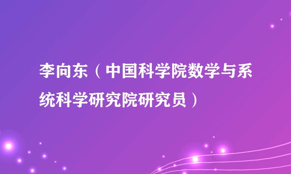 李向东（中国科学院数学与系统科学研究院研究员）