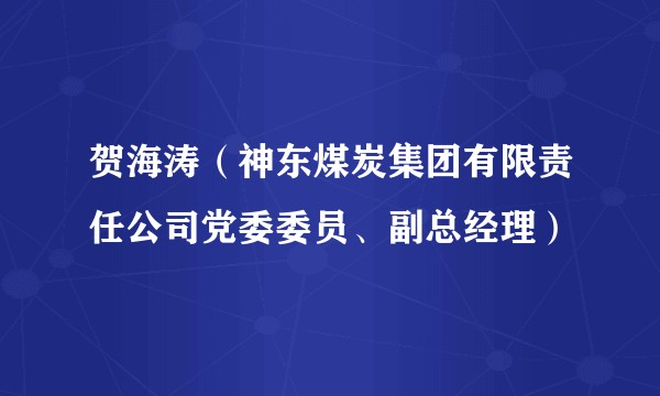 贺海涛(神东煤炭集团有限责任公司党委委员、副总经理)