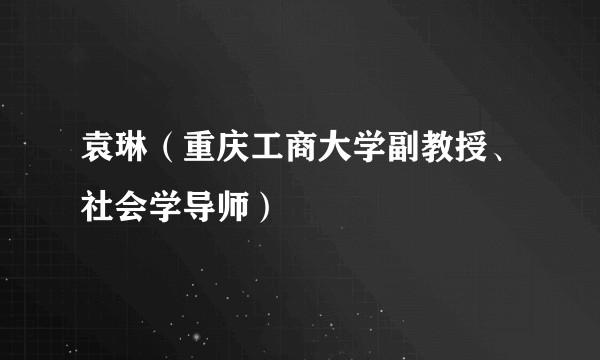 袁琳（重庆工商大学副教授、社会学导师）