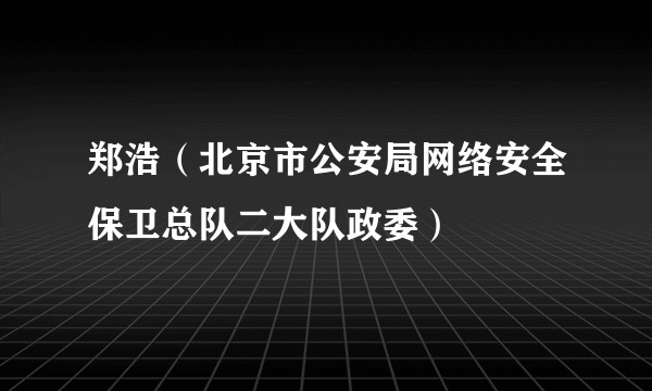 郑浩（北京市公安局网络安全保卫总队二大队政委）