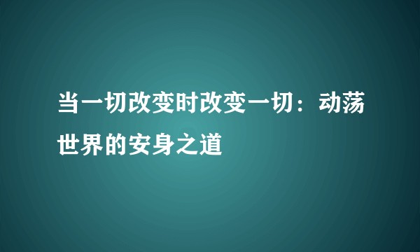 当一切改变时改变一切：动荡世界的安身之道