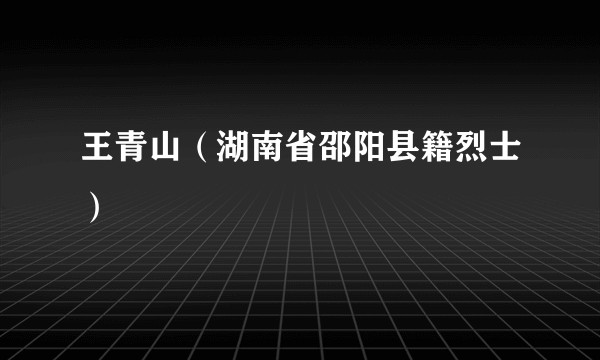 王青山（湖南省邵阳县籍烈士）