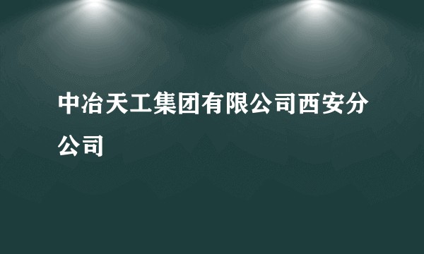 中冶天工集团有限公司西安分公司