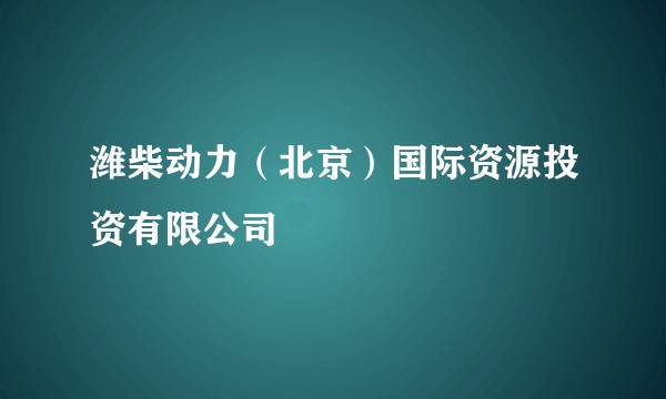 潍柴动力（北京）国际资源投资有限公司
