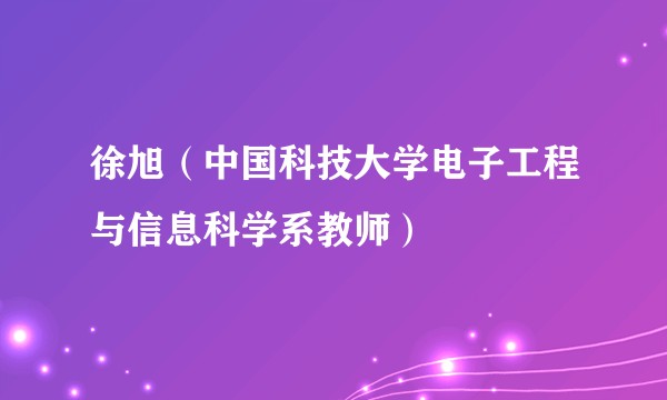 徐旭(中国科技大学电子工程与信息科学系教师)