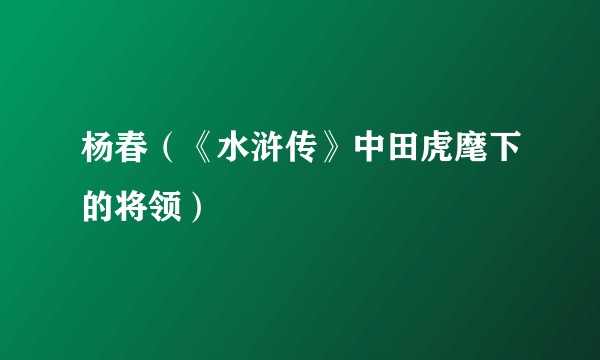 杨春（《水浒传》中田虎麾下的将领）