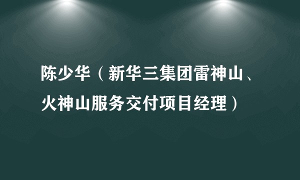 陈少华（新华三集团雷神山、火神山服务交付项目经理）