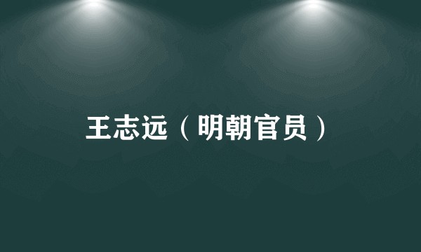 王志远（明朝官员）