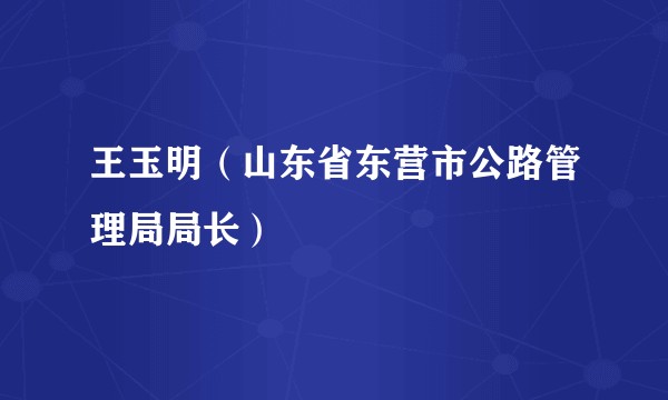 王玉明（山东省东营市公路管理局局长）