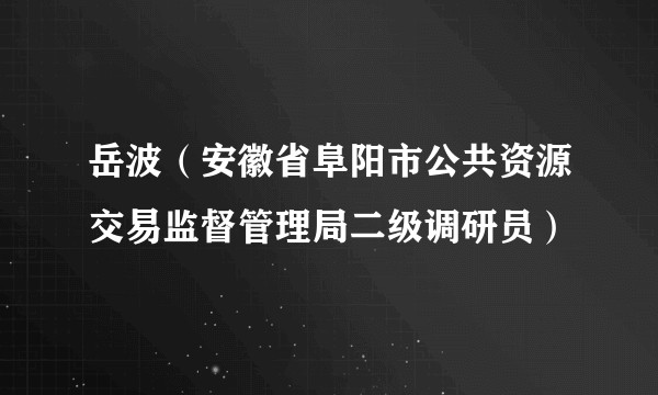 岳波(安徽省阜阳市公共资源交易监督管理局二级调研员)