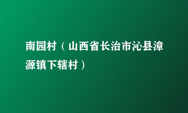 南园村（山西省长治市沁县漳源镇下辖村）
