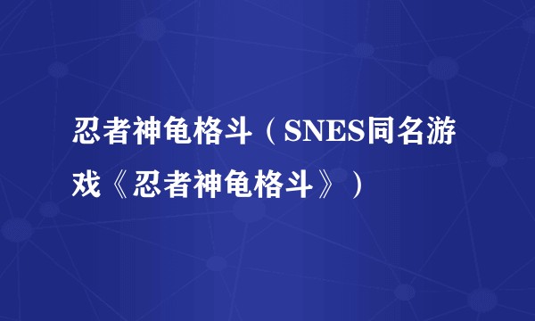 忍者神龟格斗（SNES同名游戏《忍者神龟格斗》）