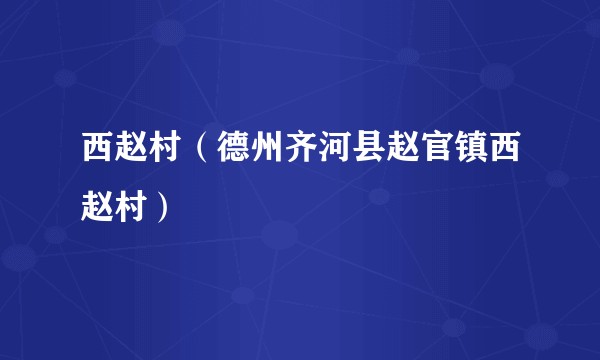 西赵村（德州齐河县赵官镇西赵村）