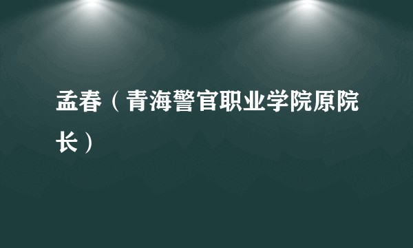 孟春（青海警官职业学院原院长）