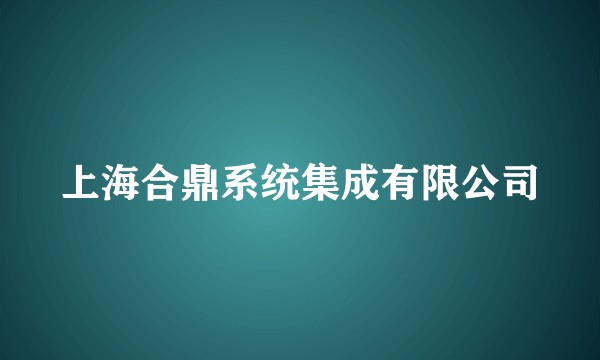 上海合鼎系统集成有限公司