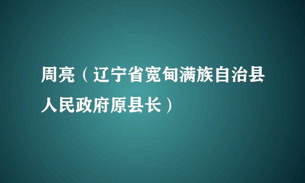周亮（辽宁省宽甸满族自治县人民政府原县长）