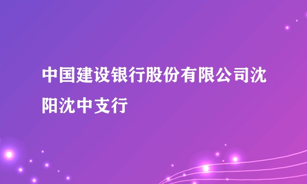中国建设银行股份有限公司沈阳沈中支行