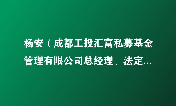 杨安（成都工投汇富私募基金管理有限公司总经理、法定代表人）