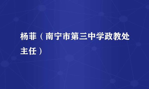 杨菲（南宁市第三中学政教处主任）